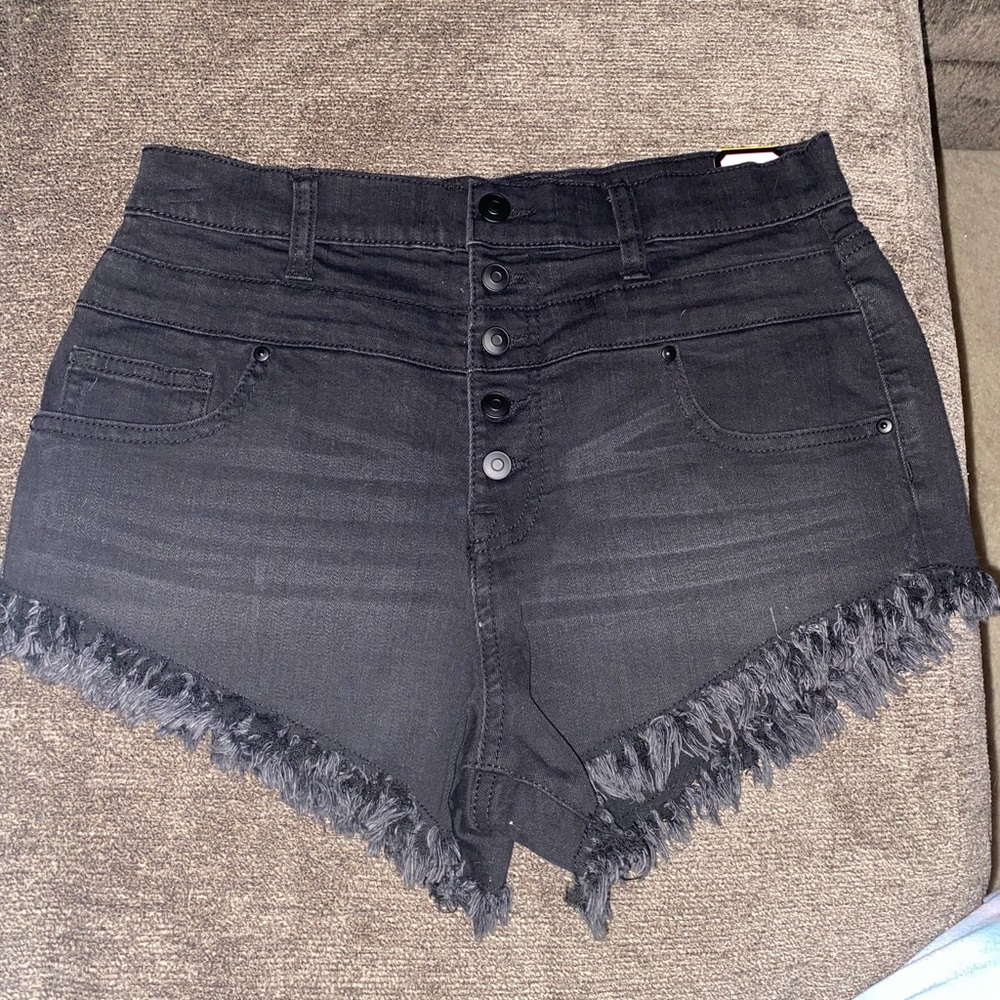 Black jean shorts